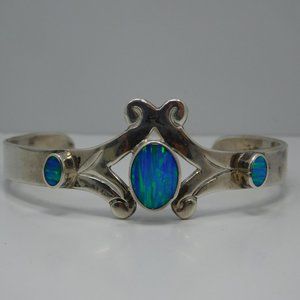 925 Sterling Fire Opal Cuff Bracelet